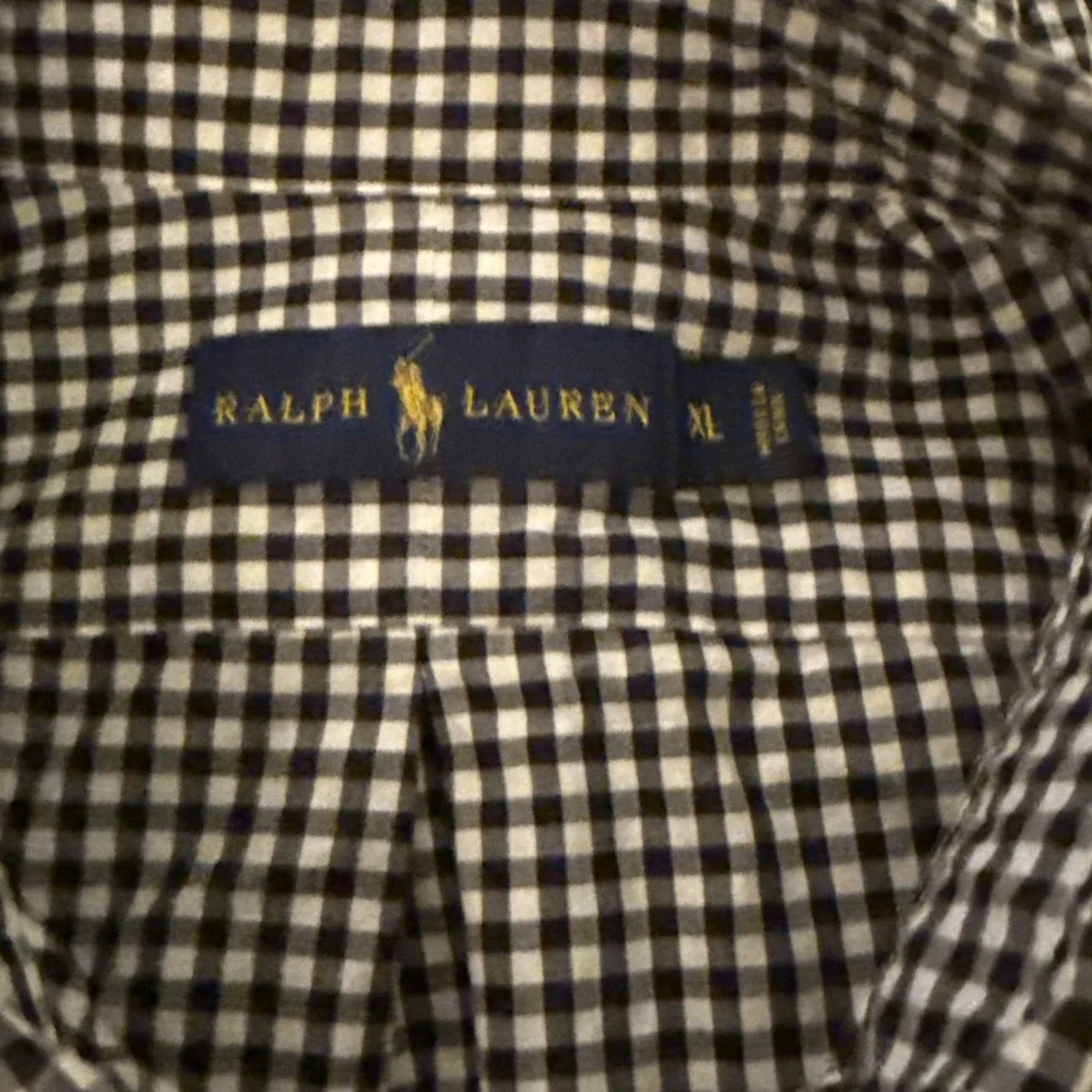 Ralph Lauren Shirt Men's XL Black White Gingham Check Plaid Long Sleeve Preppy